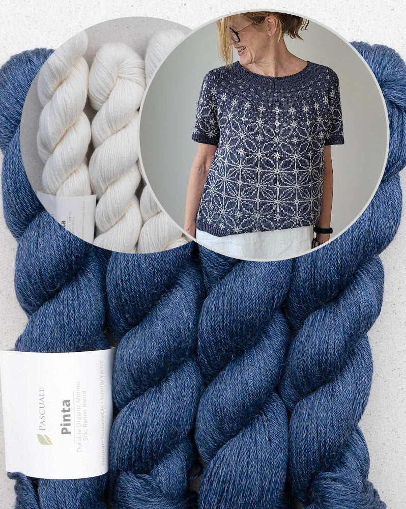 Sashiko Tee | graphic embroidery pattern made from Pinta by Pascuali
