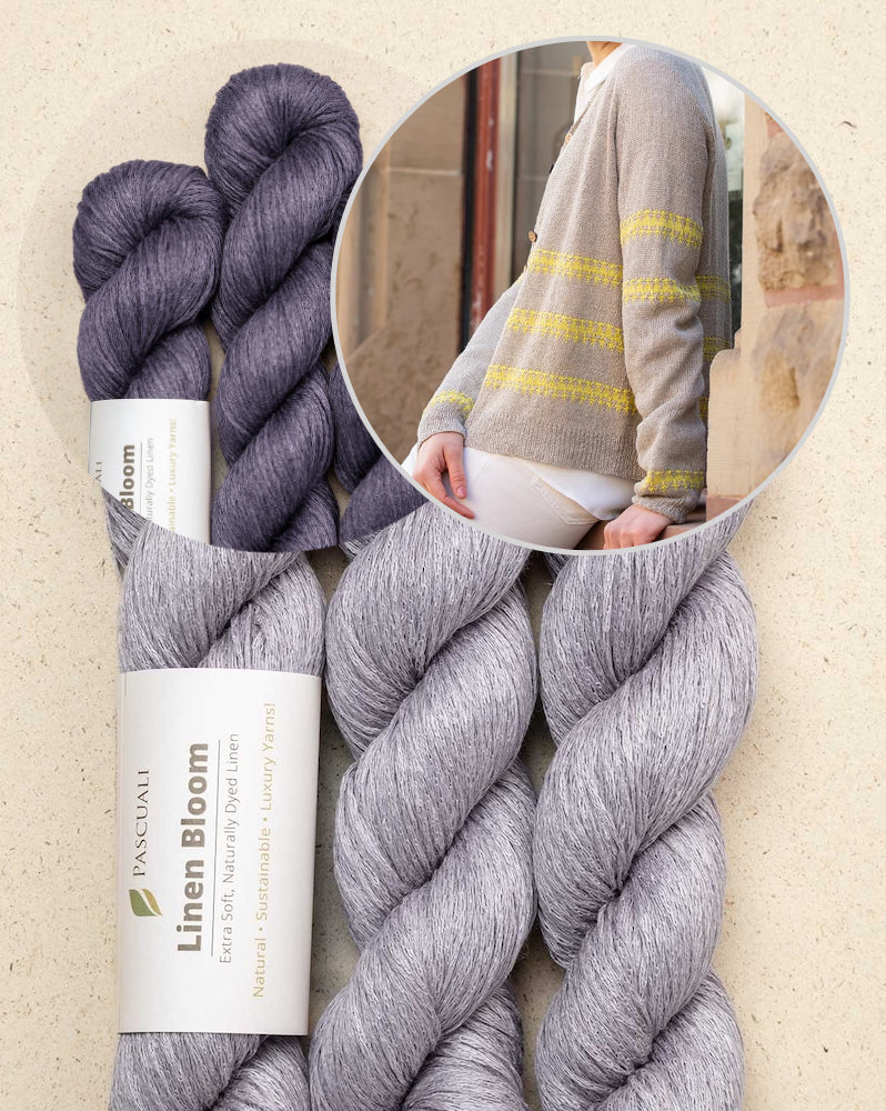 Sunline Cardigan | rayures estivales texturées en Linen Bloom de Pascuali