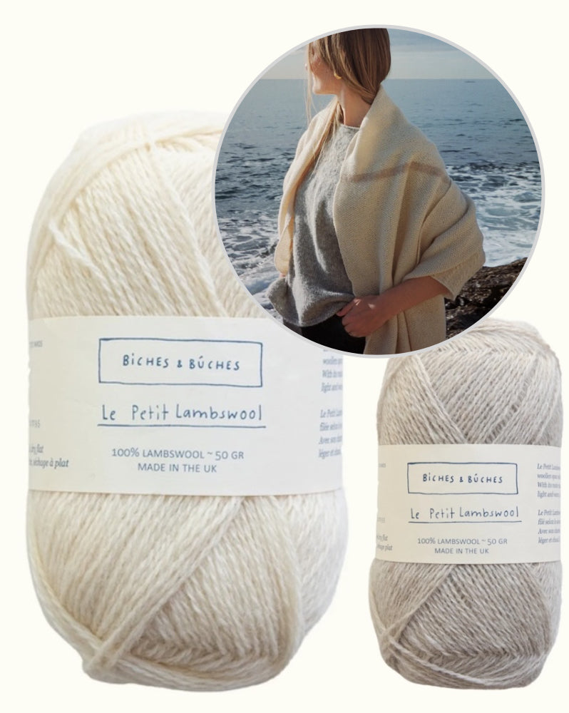 Châle n° 60 | grand châle avec de fines rayures en Le Petit Lambswool de Biches & Bûches