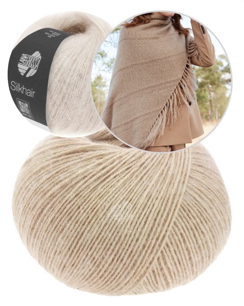 Châle triangulaire Windhauch | châle délicat en Ecopuno et Silkhair de Lana Grossa