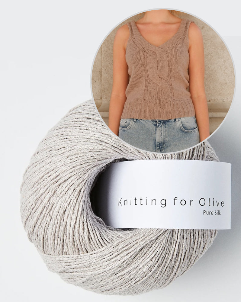 Twisted V-Top | delicate cable with Pure Silk by Knitting for Olive