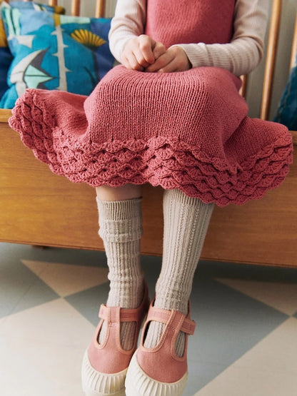 Roselyn Dress Kids | romantic crochet ruffles made from Line by Sandnes Garn