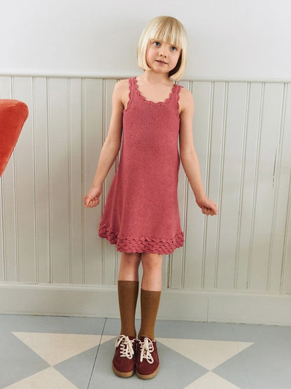 Roselyn Dress Kids | romantic crochet ruffles made from Line by Sandnes Garn