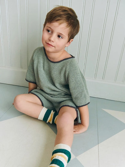 Jonathan Set Junior | sportliche Kontraststreifen aus Line von Sandnes Garn