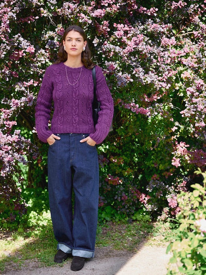 Junia Sweater | romantic cable-knit pattern made with Peer Gynt and Tynn Silk Mohair by Sandnes Garn