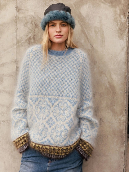 Rose | fluffig norsk tröja i Ballerina Chunky Mohair från Sandnes Garn