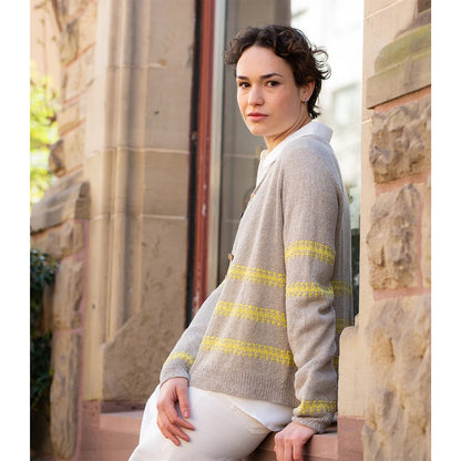 Sunline Cardigan | rayures estivales texturées en Linen Bloom de Pascuali