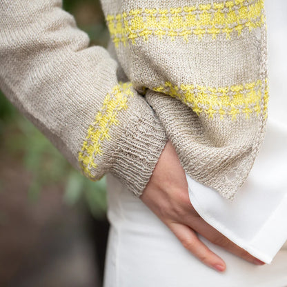 Sunline Cardigan | rayures estivales texturées en Linen Bloom de Pascuali