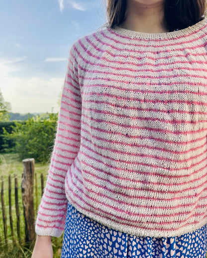 Sommerstreifen Pullover | weiche Streifen aus Tynn Line und Tynn Silk Mohair von Sandnes Garn