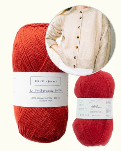 Marlo-cardigan | klassisk og med et silkeblødt fald i Le Petit Organic Cotton og Le Petit Silk & Mohair fra Biches & Bûches
