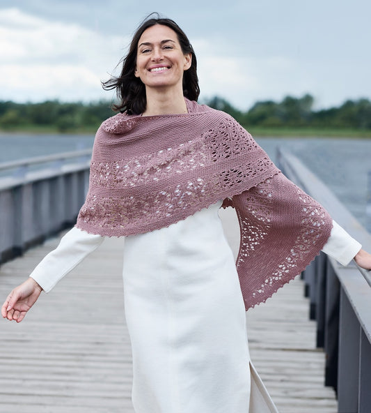 Play of Light Shawl | Lace Pattern in Cheeky Merino Joy by Rosy Green Wool