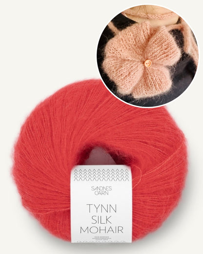 Poppy Rose | fleur délicate en Tynn Silk Mohair de Sandnes Garn