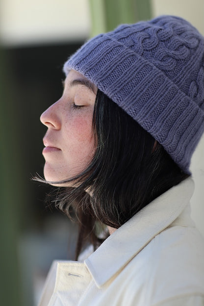 Sellwood Hat | soft cable knit pattern in Tynd by Woolfolk