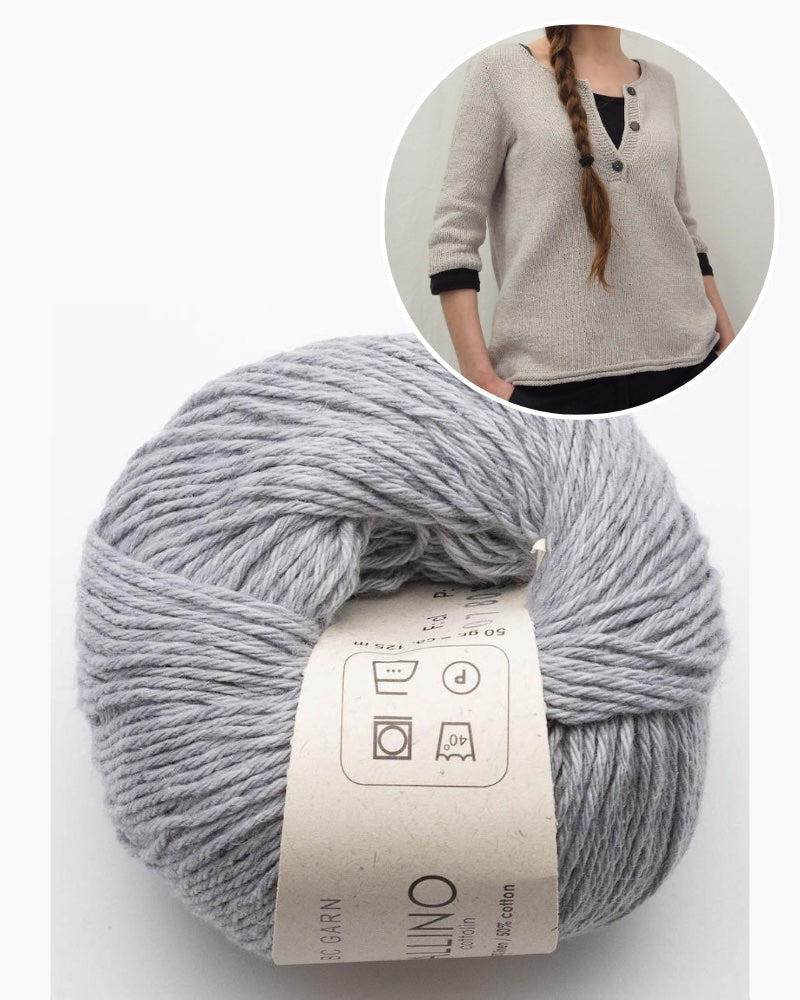 Garnpaket Yoki Shirt gestrickt mit Allino in mittelgrau
