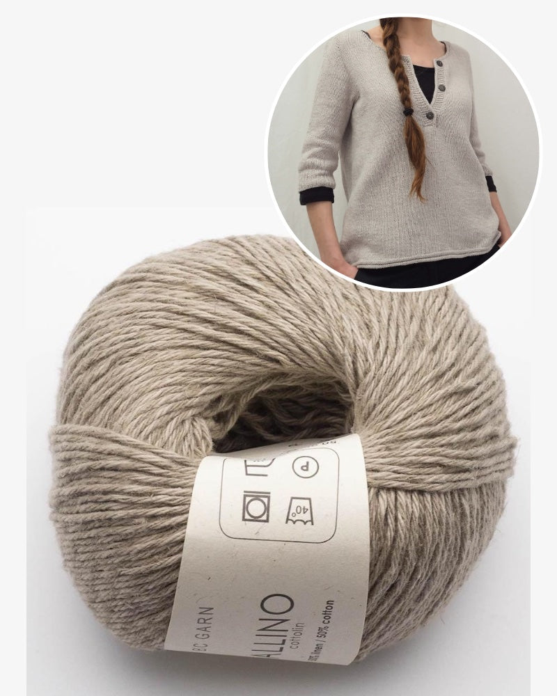 Garnpaket Yoki Shirt gestrickt mit Allino in schlamm
