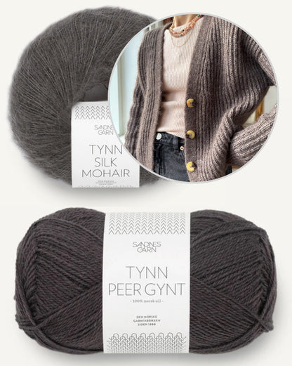 Cardigan Agnete | cardigan classique en motif verni avec Tynn Peer Gynt et Tynn Silk Mohair de Sandnes Garn 