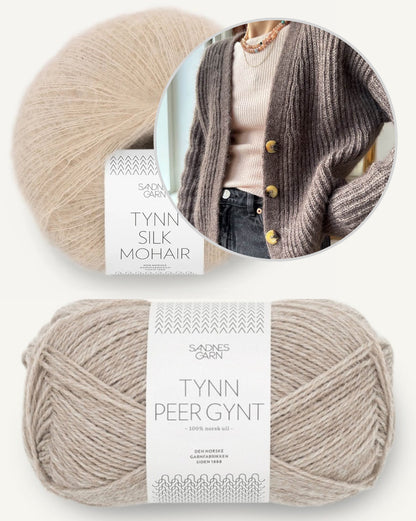 Cardigan Agnete | cardigan classique en motif verni avec Tynn Peer Gynt et Tynn Silk Mohair de Sandnes Garn 