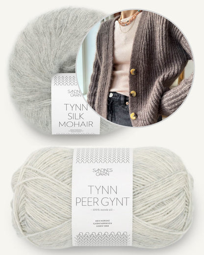 Cardigan Agnete | cardigan classique en motif verni avec Tynn Peer Gynt et Tynn Silk Mohair de Sandnes Garn 