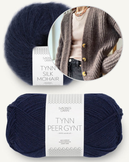 Cardigan Agnete | cardigan classique en motif verni avec Tynn Peer Gynt et Tynn Silk Mohair de Sandnes Garn 