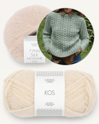Alba Sweater | fluffig weiches Zopfmuster aus Kos und Tynn Silk Mohair von Sandnes Garn
