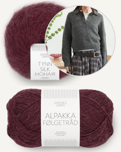 Aria Sweater | fine shirt with polo collar made from Alpakka Folgetrad and Tynn Silk Mohair by Sandnes Garn