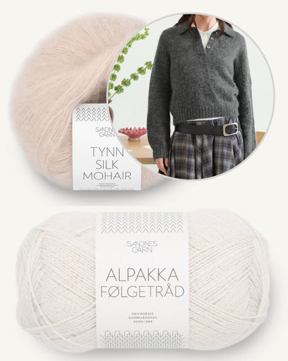 Aria Sweater | fine shirt with polo collar made from Alpakka Folgetrad and Tynn Silk Mohair by Sandnes Garn