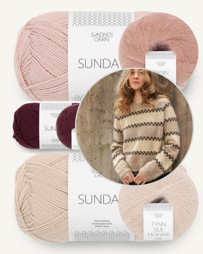 Astrid Women's Sweater | fine vine stripes from Sunday and Tynn Silk Mohair by Sandnes Garn