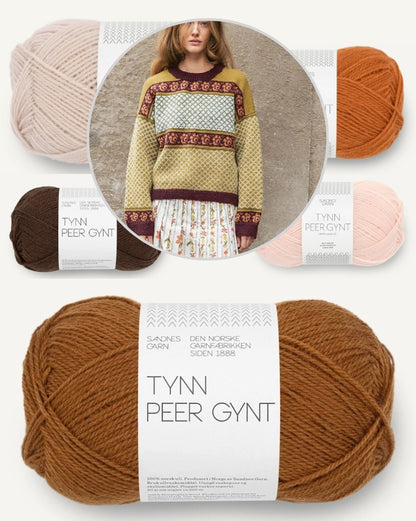 Pull Blome pour femme | motif de roses délicat en Tynn Peer Gynt de Sandnes Garn