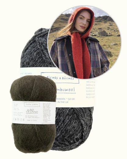 Briar Hood | romantiline kapuutsiga sall Biches & Bûchesi lõngadest Le Lambswool ja Le Petit Silk & Mohair