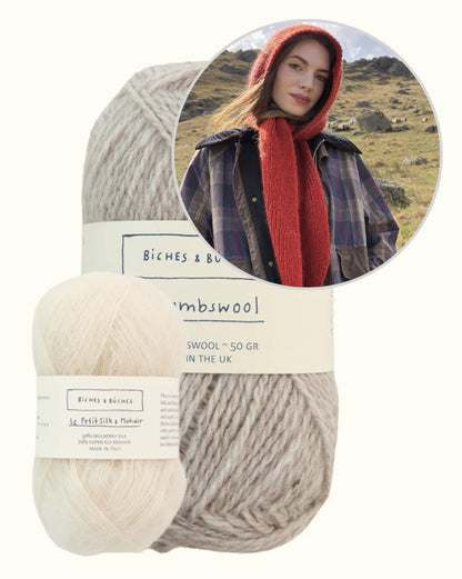 Briar Hood | romantiline kapuutsiga sall Biches & Bûchesi lõngadest Le Lambswool ja Le Petit Silk & Mohair