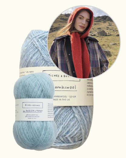 Briar Hood | romantiline kapuutsiga sall Biches & Bûchesi lõngadest Le Lambswool ja Le Petit Silk & Mohair