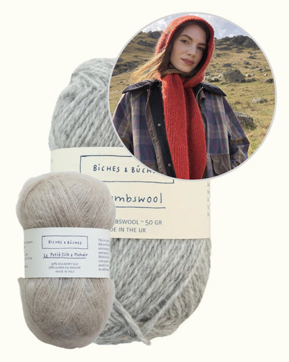 Briar Hood | romantiline kapuutsiga sall Biches & Bûchesi lõngadest Le Lambswool ja Le Petit Silk & Mohair