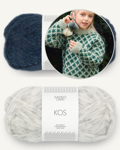 Chandail Sapin de Noël - Enfant | pull de Noël douillet en Kos par Sandnes Garn