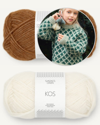 Chandail Sapin de Noël - Enfant | pull de Noël douillet en Kos par Sandnes Garn