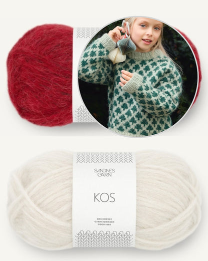 Chandail Sapin de Noël - Enfant | pull de Noël douillet en Kos par Sandnes Garn