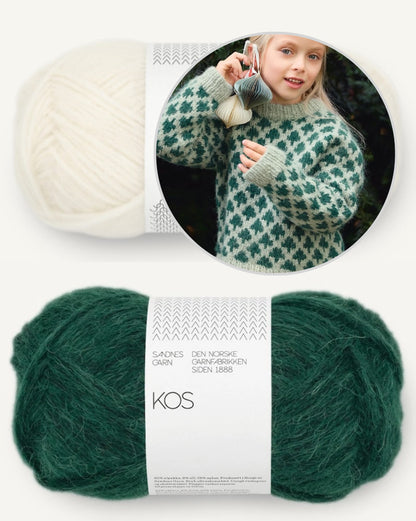 Chandail Sapin de Noël - Enfant | pull de Noël douillet en Kos par Sandnes Garn