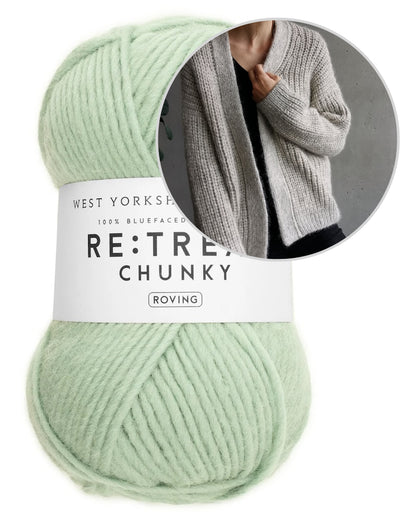 Clara Cardigan | Veste décontractée en demi-côtes avec le fil Re:Treat Chunky Roving de West Yorkshire Spinners