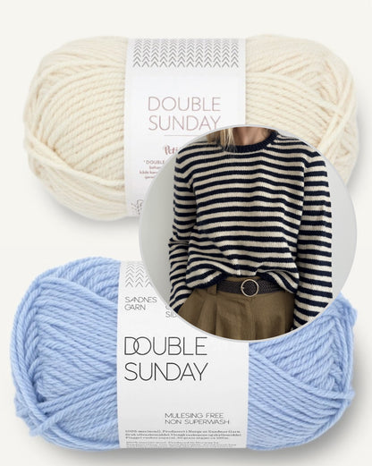 Clovelly-trøje | fantastiske striber i Double Sunday fra Sandnes Garn