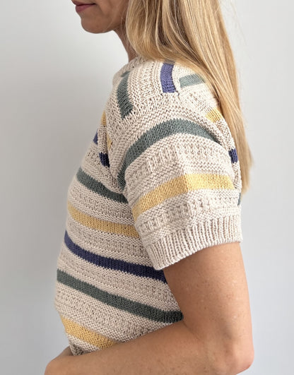 Stornoway Tee | stripes and pattern made from Line by Sandnes Garn