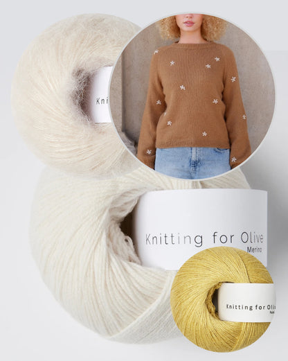 Daisy Sweater | Sweet blossoms made from merino, soft silk mohair, and pure silk by Knitting for Olive