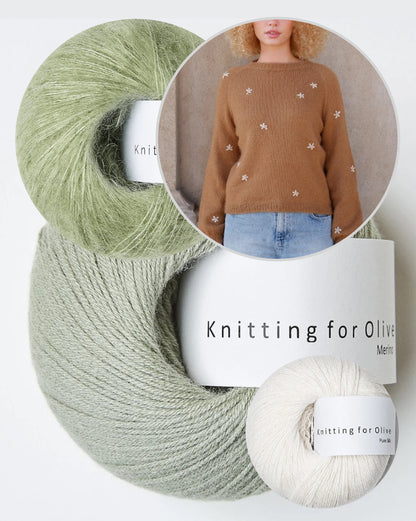 Daisy Sweater | Sweet blossoms made from merino, soft silk mohair, and pure silk by Knitting for Olive