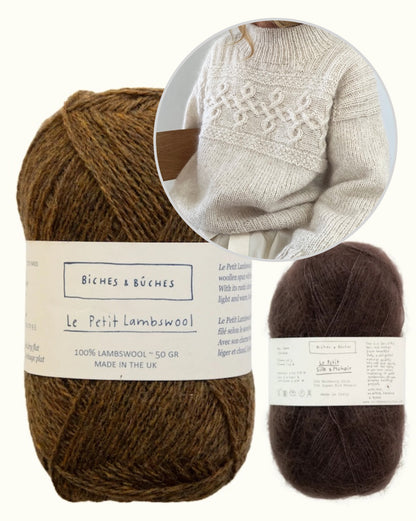 Edith Sweater | avslappnat, tidlöst flätmönster i Le Petit Lambswool och Le Petit Silk & Mohair från Biches & Bûches