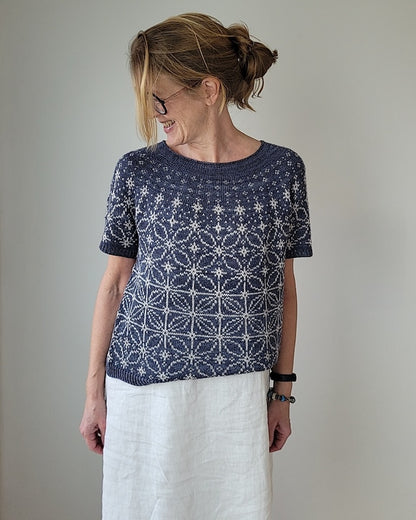 Sashiko Tee | graphic embroidery pattern made from Pinta by Pascuali