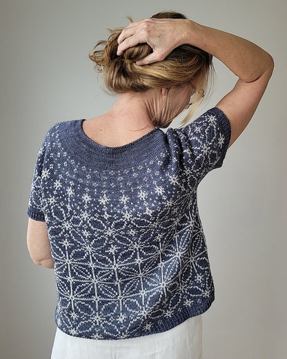 Sashiko Tee | graphic embroidery pattern made from Pinta by Pascuali