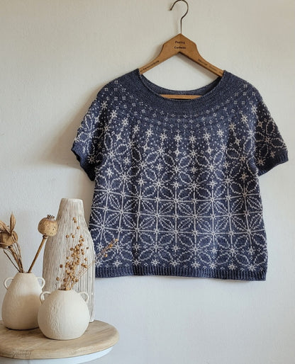 Sashiko Tee | graphic embroidery pattern made from Pinta by Pascuali