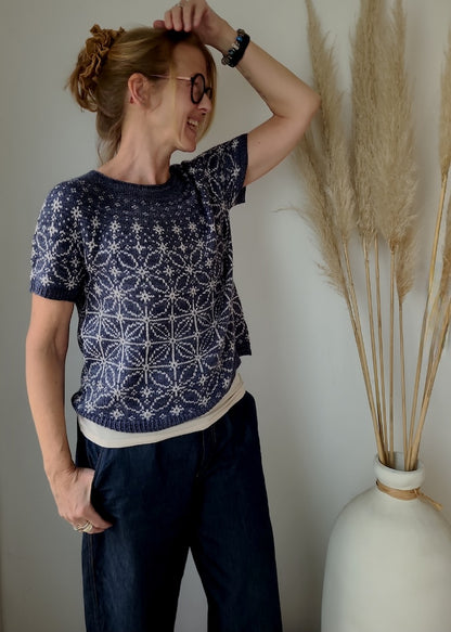 Sashiko Tee | graphic embroidery pattern made from Pinta by Pascuali