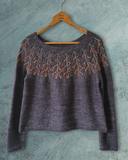 Sea Buckthorn Sweater | romantischer Sanddorn mit Hebemaschen aus Pinta und Mohair Bliss von Pascuali