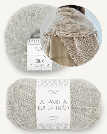 Ellie Shawl | large triangular shawl made from Alpakka Folgetrad and Tynn Silk Mohair by Sandnes Garn
