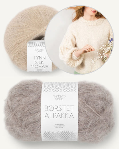 Elsa pullover | lihtne unistuste pullover Sandnes Garni lõngadest Borstet Alpakka ja Tynn Silk Mohair