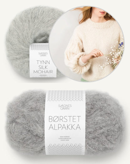 Elsa pullover | lihtne unistuste pullover Sandnes Garni lõngadest Borstet Alpakka ja Tynn Silk Mohair